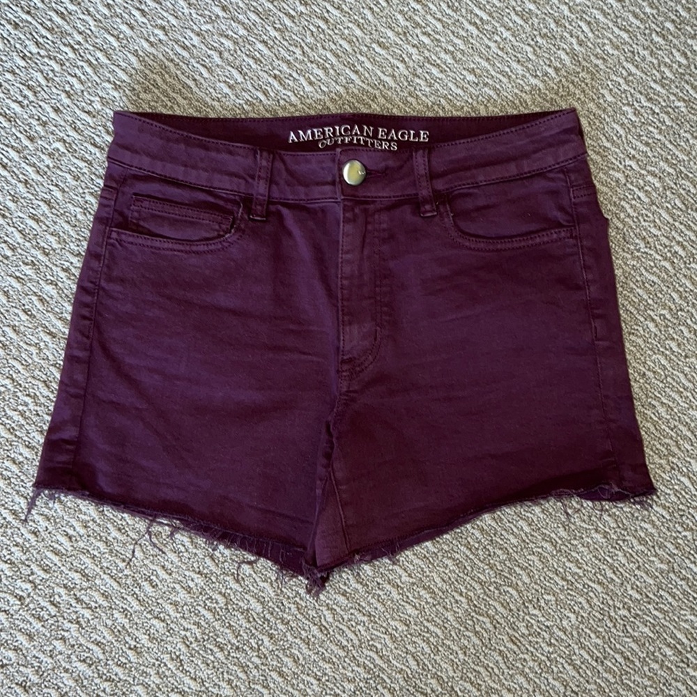 American Eagle Maroon Hi-Rise Shortie Size 8